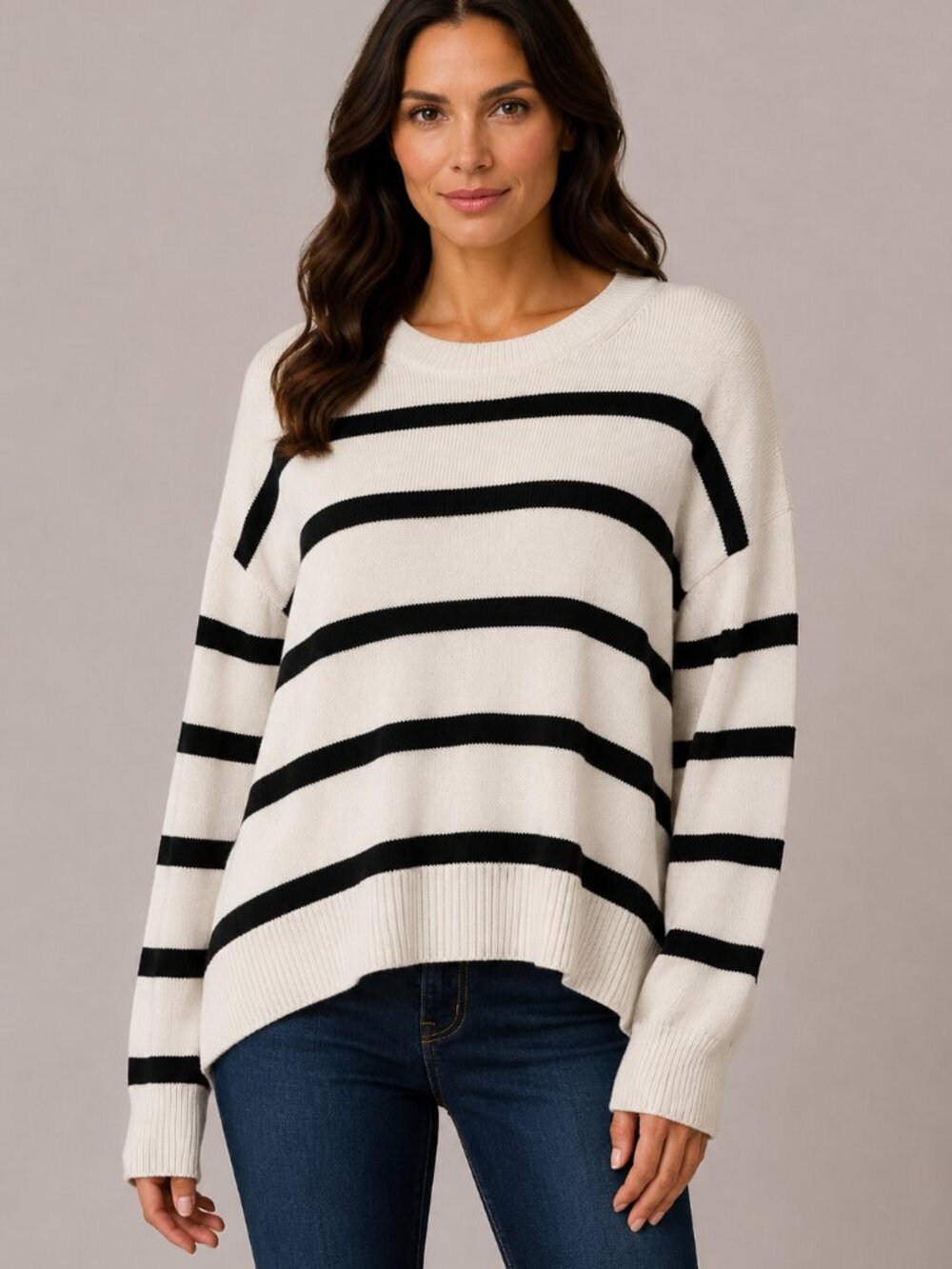 Time and Tru Women’s XXL 20 Black White Striped Oversized Sweater